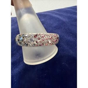 Brighton One Love Large Multi Color Crystal  bracelet Silver Tone .